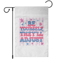 Striped Glitter Effect Printed Trans Rights Garden Flag Be Yourself They Will Adjust