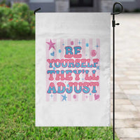 Striped Glitter Effect Printed Trans Rights Garden Flag Be Yourself They Will Adjust