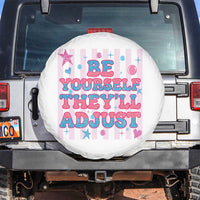 Striped Glitter Effect Printed Trans Rights Spare Tire Cover Be Yourself They Will Adjust