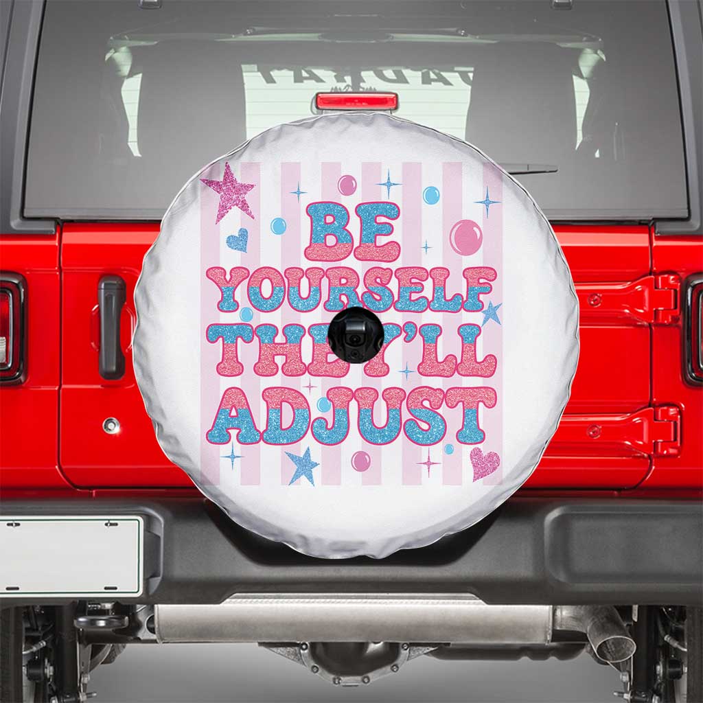 Striped Glitter Effect Printed Trans Rights Spare Tire Cover Be Yourself They Will Adjust
