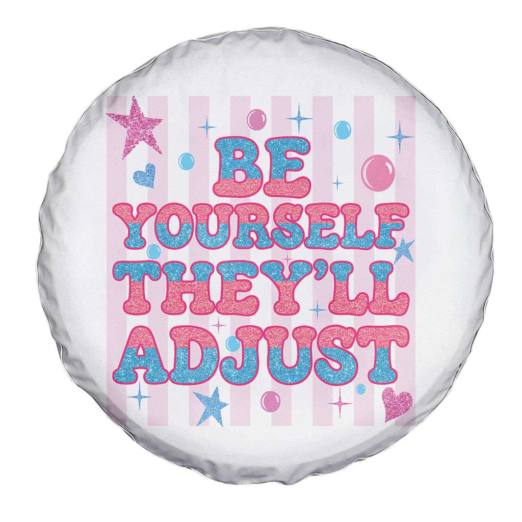 Striped Glitter Effect Printed Trans Rights Spare Tire Cover Be Yourself They Will Adjust
