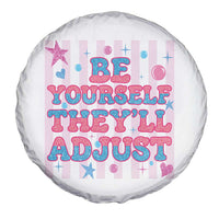 Striped Glitter Effect Printed Trans Rights Spare Tire Cover Be Yourself They Will Adjust