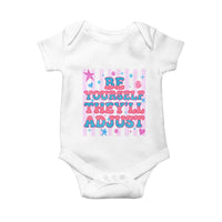 Striped Glitter Effect Printed Trans Rights Baby Onesie Be Yourself They Will Adjust