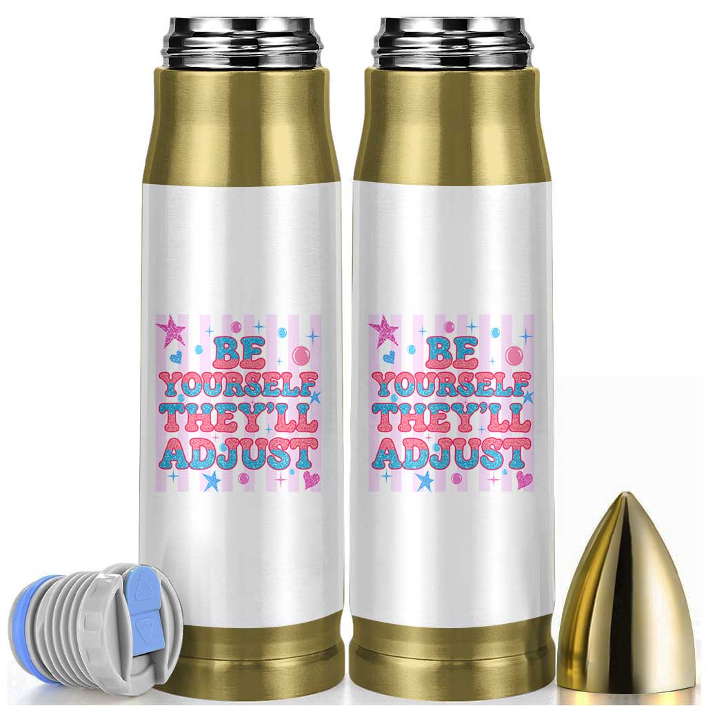 Striped Glitter Effect Printed Trans Rights Bullet Tumbler Be Yourself They Will Adjust