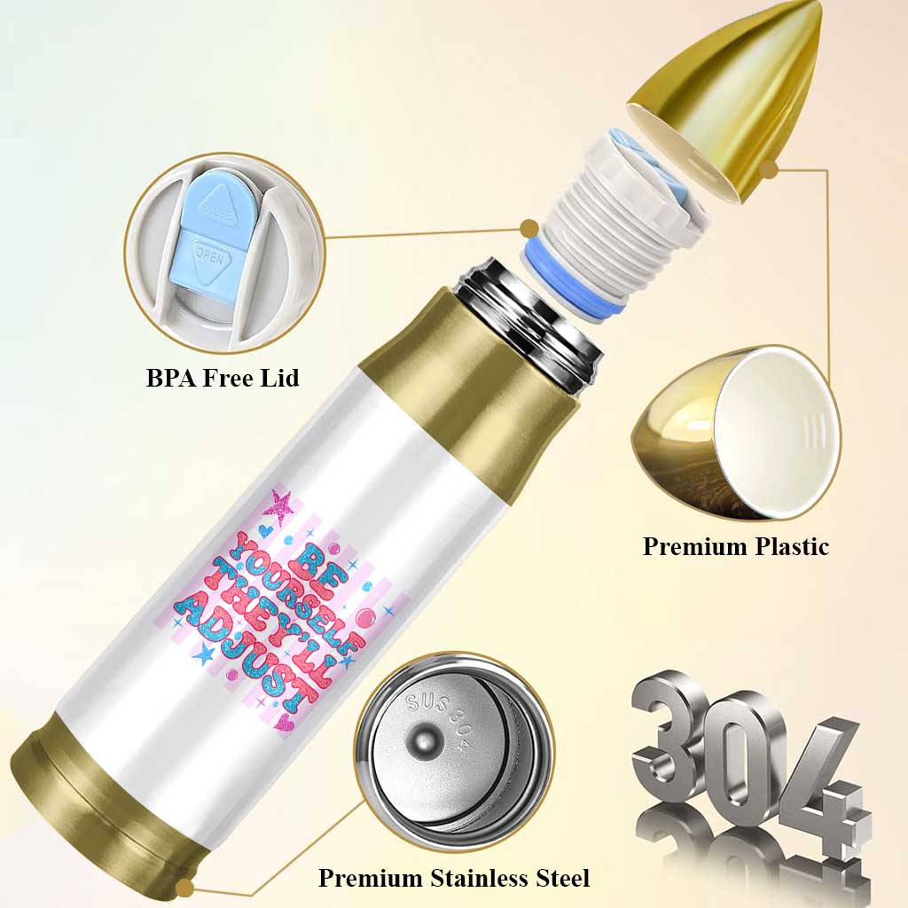 Striped Glitter Effect Printed Trans Rights Bullet Tumbler Be Yourself They Will Adjust