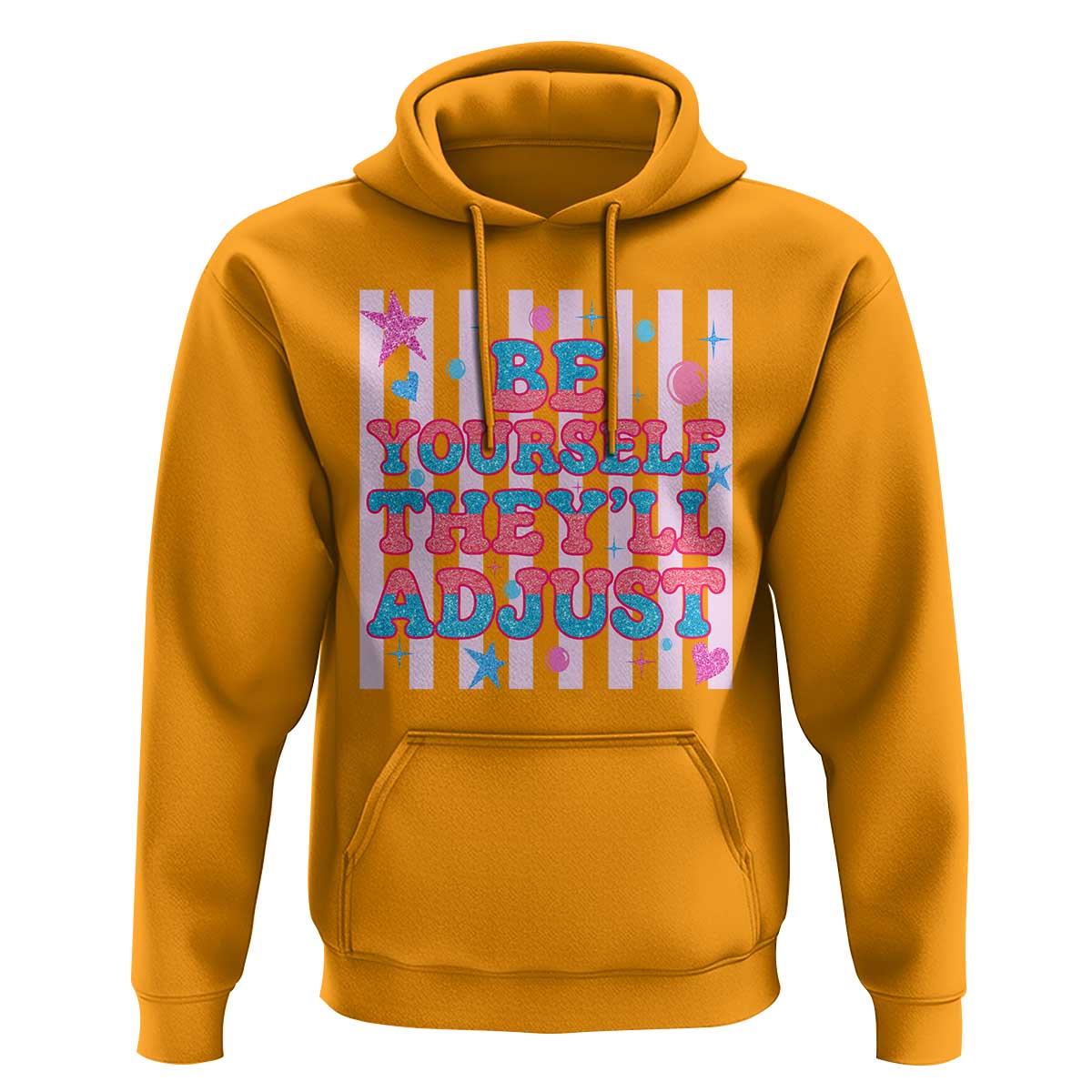Striped Glitter Effect Printed Trans Rights Hoodie Be Yourself They Will Adjust