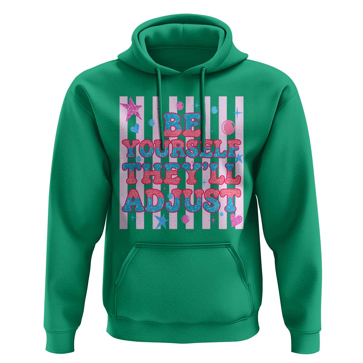 Striped Glitter Effect Printed Trans Rights Hoodie Be Yourself They Will Adjust