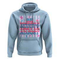 Striped Glitter Effect Printed Trans Rights Hoodie Be Yourself They Will Adjust