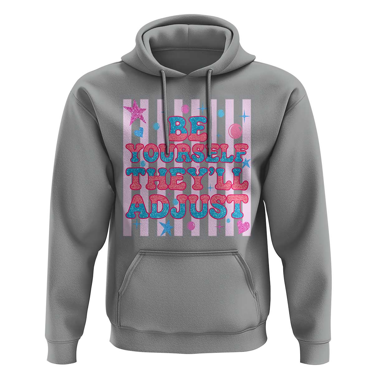 Striped Glitter Effect Printed Trans Rights Hoodie Be Yourself They Will Adjust