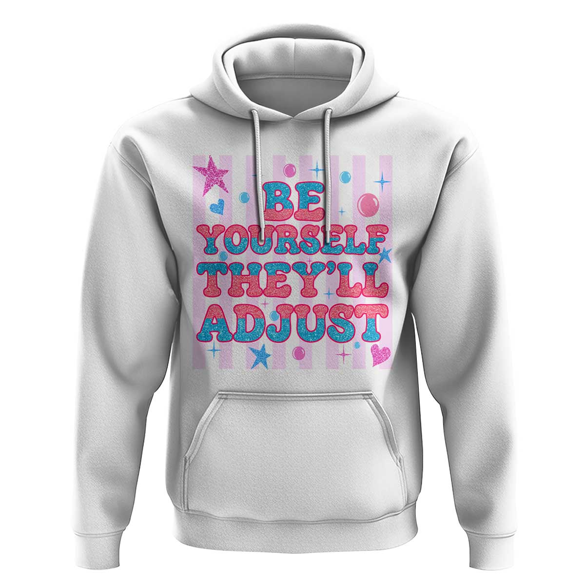 Striped Glitter Effect Printed Trans Rights Hoodie Be Yourself They Will Adjust