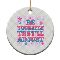 Striped Glitter Effect Printed Trans Rights Ceramic Ornament Be Yourself They Will Adjust