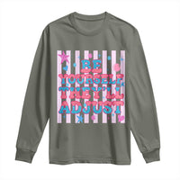 Striped Glitter Effect Printed Trans Rights Long Sleeve Shirt Be Yourself They Will Adjust