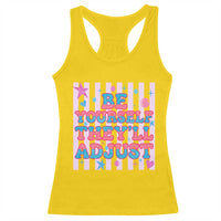 Striped Glitter Effect Printed Trans Rights Racerback Tank Top Be Yourself They Will Adjust