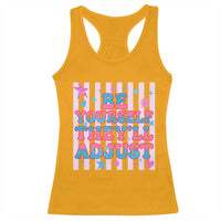 Striped Glitter Effect Printed Trans Rights Racerback Tank Top Be Yourself They Will Adjust