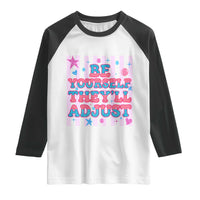 Striped Glitter Effect Printed Trans Rights Raglan Shirt Be Yourself They Will Adjust
