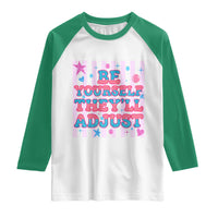 Striped Glitter Effect Printed Trans Rights Raglan Shirt Be Yourself They Will Adjust