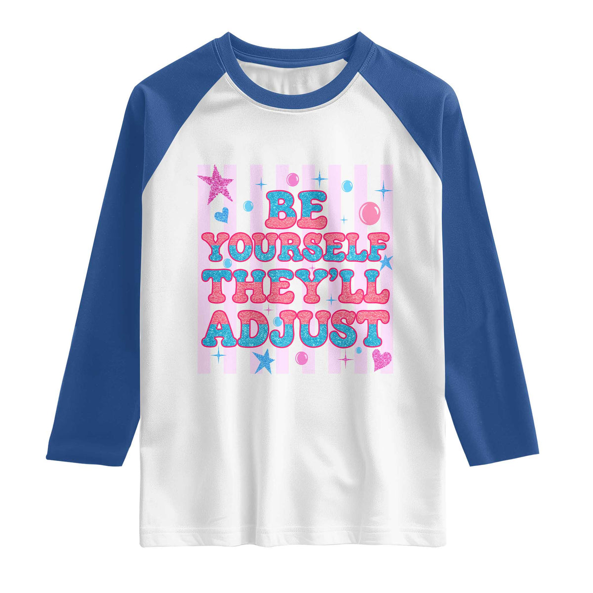 Striped Glitter Effect Printed Trans Rights Raglan Shirt Be Yourself They Will Adjust