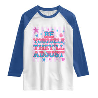 Striped Glitter Effect Printed Trans Rights Raglan Shirt Be Yourself They Will Adjust