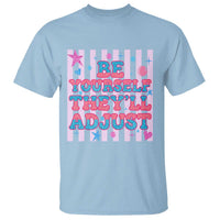 Striped Glitter Effect Printed Trans Rights T Shirt Be Yourself They Will Adjust