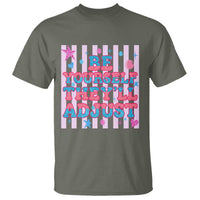 Striped Glitter Effect Printed Trans Rights T Shirt Be Yourself They Will Adjust