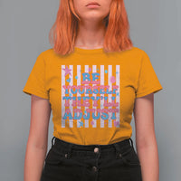 Striped Glitter Effect Printed Trans Rights T Shirt For Women Be Yourself They Will Adjust