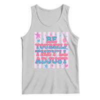 Striped Glitter Effect Printed Trans Rights Tank Top Be Yourself They Will Adjust