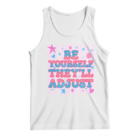 Striped Glitter Effect Printed Trans Rights Tank Top Be Yourself They Will Adjust