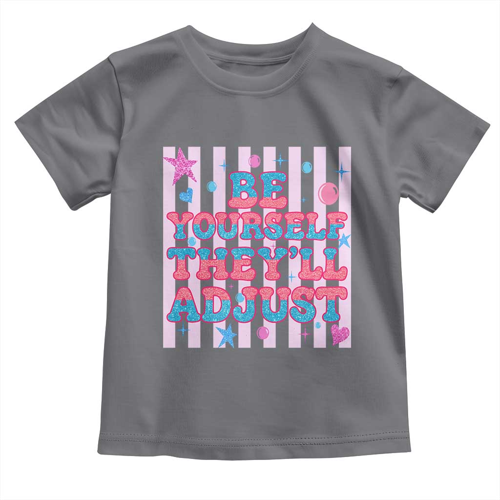 Striped Glitter Effect Printed Trans Rights Toddler T Shirt Be Yourself They Will Adjust
