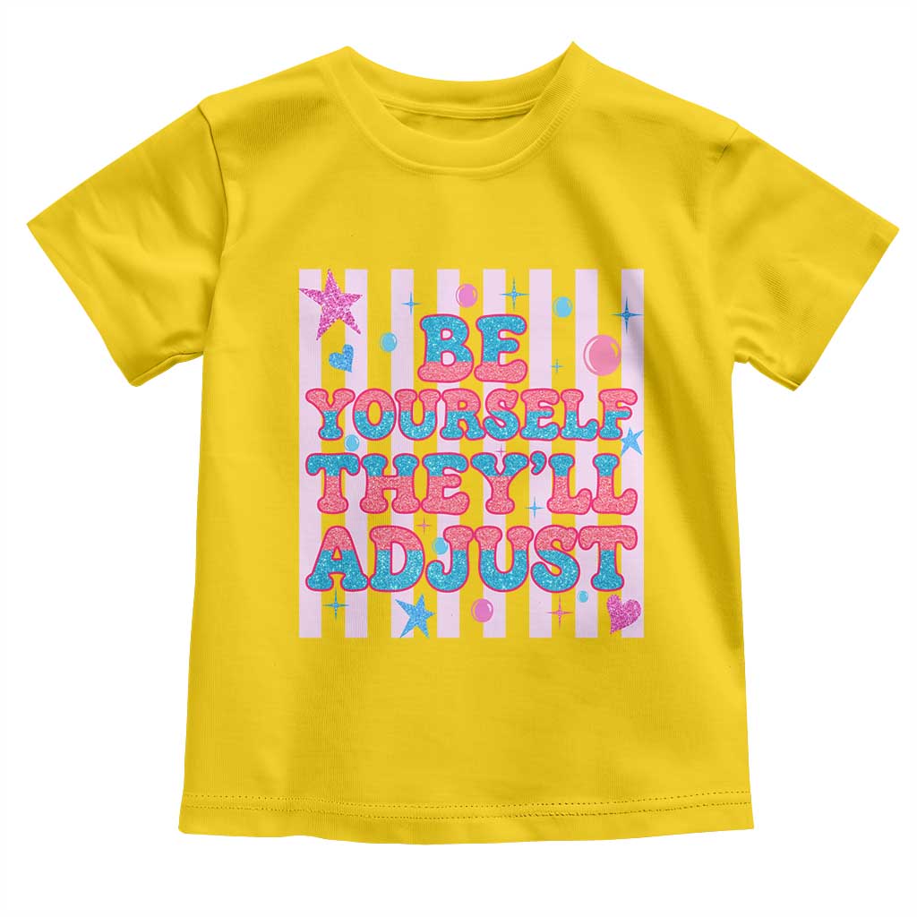 Striped Glitter Effect Printed Trans Rights Toddler T Shirt Be Yourself They Will Adjust