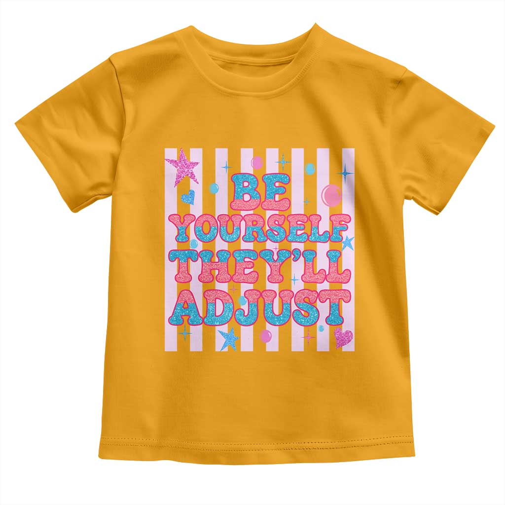 Striped Glitter Effect Printed Trans Rights Toddler T Shirt Be Yourself They Will Adjust