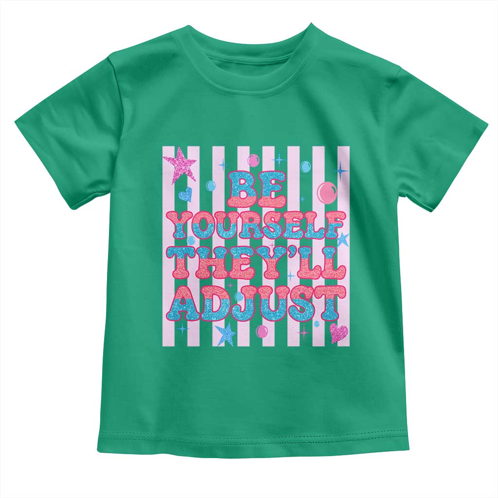 Striped Glitter Effect Printed Trans Rights Toddler T Shirt Be Yourself They Will Adjust
