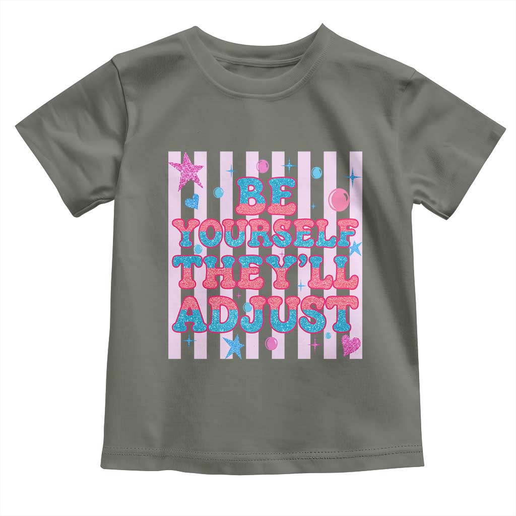 Striped Glitter Effect Printed Trans Rights Toddler T Shirt Be Yourself They Will Adjust