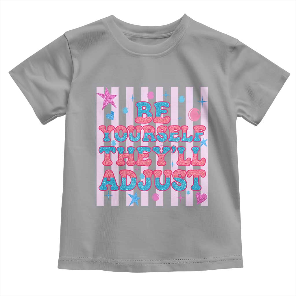 Striped Glitter Effect Printed Trans Rights Toddler T Shirt Be Yourself They Will Adjust
