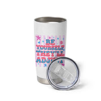 Striped Glitter Effect Printed Trans Rights Tumbler Cup Be Yourself They Will Adjust