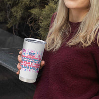 Striped Glitter Effect Printed Trans Rights Tumbler Cup Be Yourself They Will Adjust
