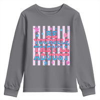 Striped Glitter Effect Printed Trans Rights Youth Sweatshirt Be Yourself They Will Adjust