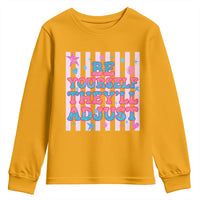 Striped Glitter Effect Printed Trans Rights Youth Sweatshirt Be Yourself They Will Adjust