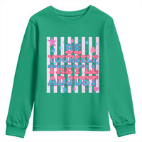 Striped Glitter Effect Printed Trans Rights Youth Sweatshirt Be Yourself They Will Adjust