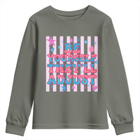 Striped Glitter Effect Printed Trans Rights Youth Sweatshirt Be Yourself They Will Adjust