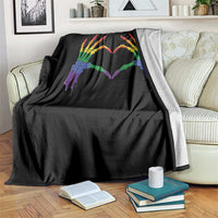 Rainbow Skeleton Heart Hands Throw Blanket LGBTQ Pride Support Graphic