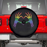 Rainbow Skeleton Heart Hands Spare Tire Cover LGBTQ Pride Support Graphic