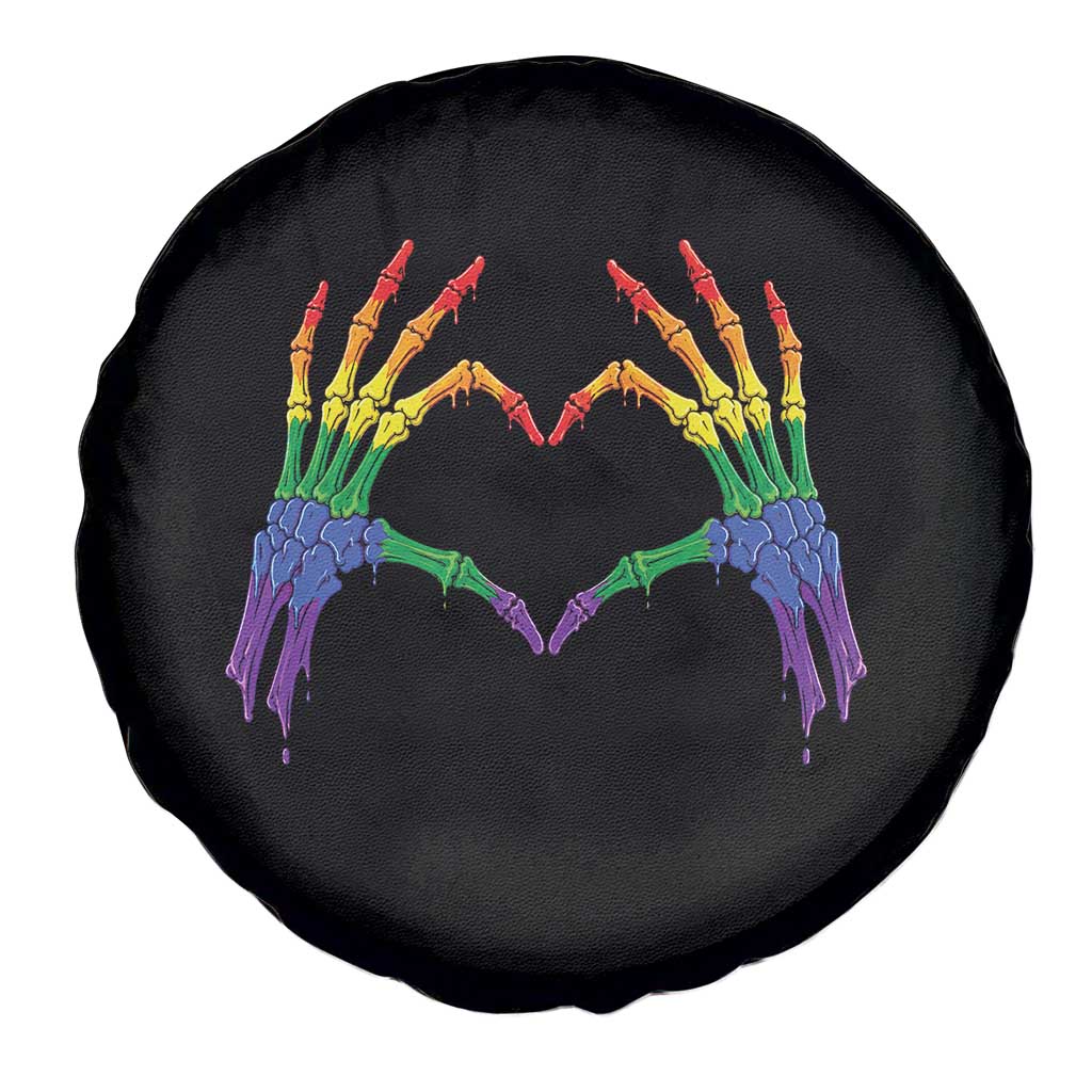 Rainbow Skeleton Heart Hands Spare Tire Cover LGBTQ Pride Support Graphic