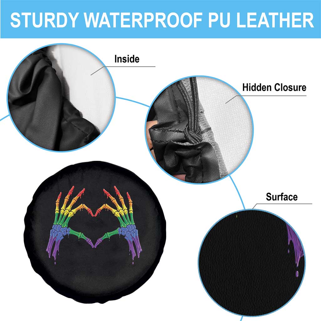 Rainbow Skeleton Heart Hands Spare Tire Cover LGBTQ Pride Support Graphic