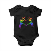Rainbow Skeleton Heart Hands Baby Onesie LGBTQ Pride Support Graphic