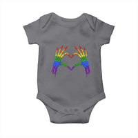 Rainbow Skeleton Heart Hands Baby Onesie LGBTQ Pride Support Graphic