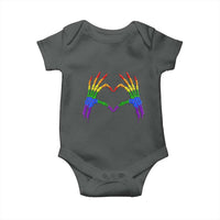 Rainbow Skeleton Heart Hands Baby Onesie LGBTQ Pride Support Graphic