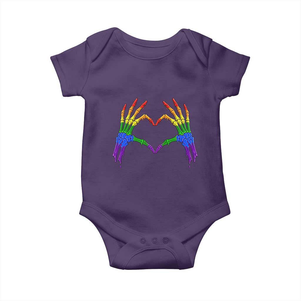 Rainbow Skeleton Heart Hands Baby Onesie LGBTQ Pride Support Graphic