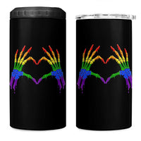 Rainbow Skeleton Heart Hands 4 in 1 Can Cooler Tumbler LGBTQ Pride Support Graphic