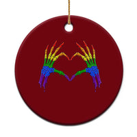 Rainbow Skeleton Heart Hands Ceramic Ornament LGBTQ Pride Support Graphic