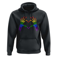 Rainbow Skeleton Heart Hands Hoodie LGBTQ Pride Support Graphic